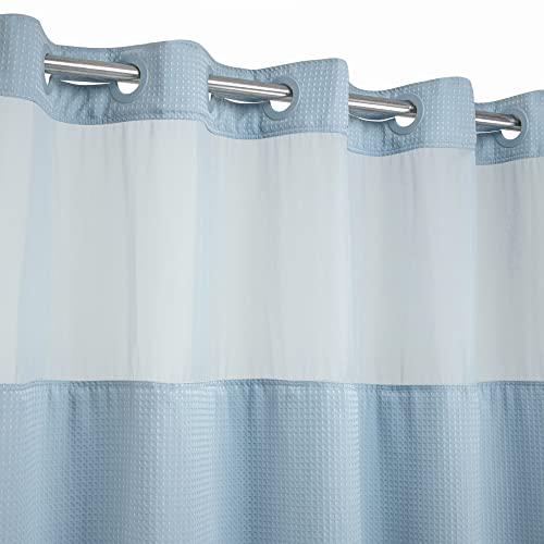 River Dream Heavyweight No Hooks Required Dotted Waffle Weave Shower Curtain with Snap in Liner -Extra Long 71W x 86H,Hotel Grade,Spa Like Bath Curtain,Blue - Image 3