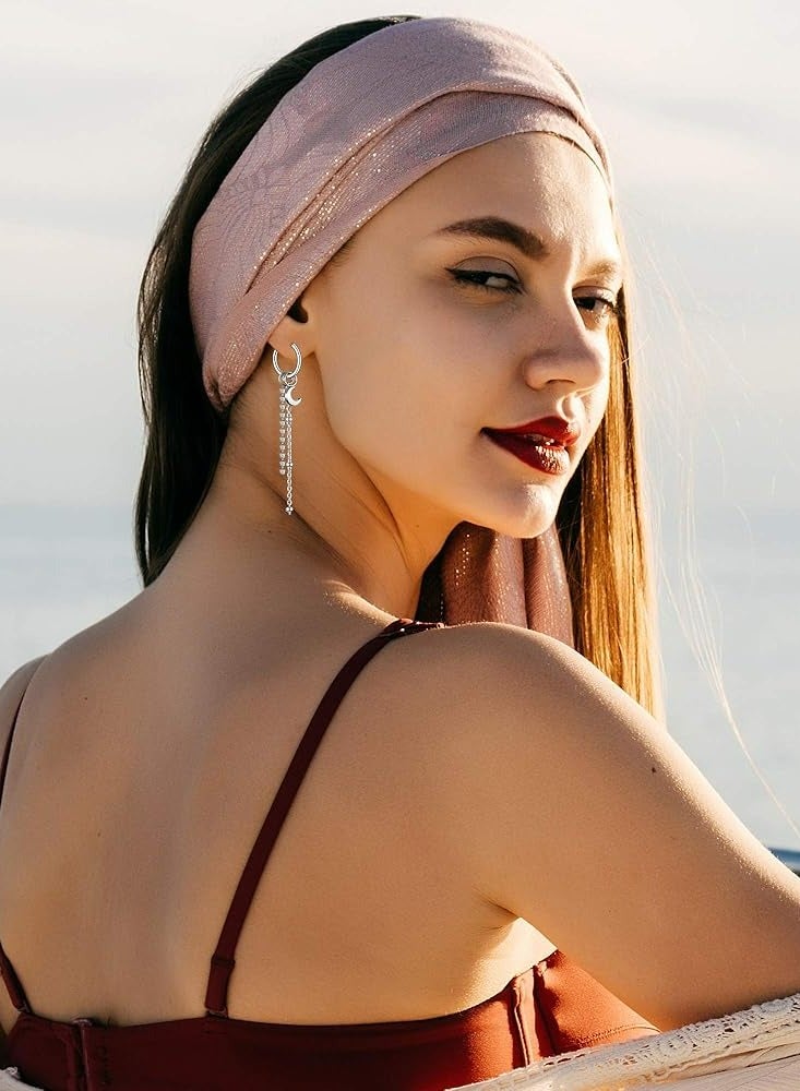 إسكدنيا طقم من 12 قطعة من أقراط الريش المتدلية المتدلية من الفولاذ المقاوم للرجال من الفولاذ المقاوم للصدأ، قلادة مفصلية مع تصميم سلسلة طويلة - Image 4