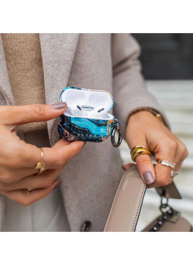 بورجا حافظة واقية أنيقة لسماعات AirPods الجيل الثالث من AirPods 3، غطاء شحن LED مرئي باللون الأزرق