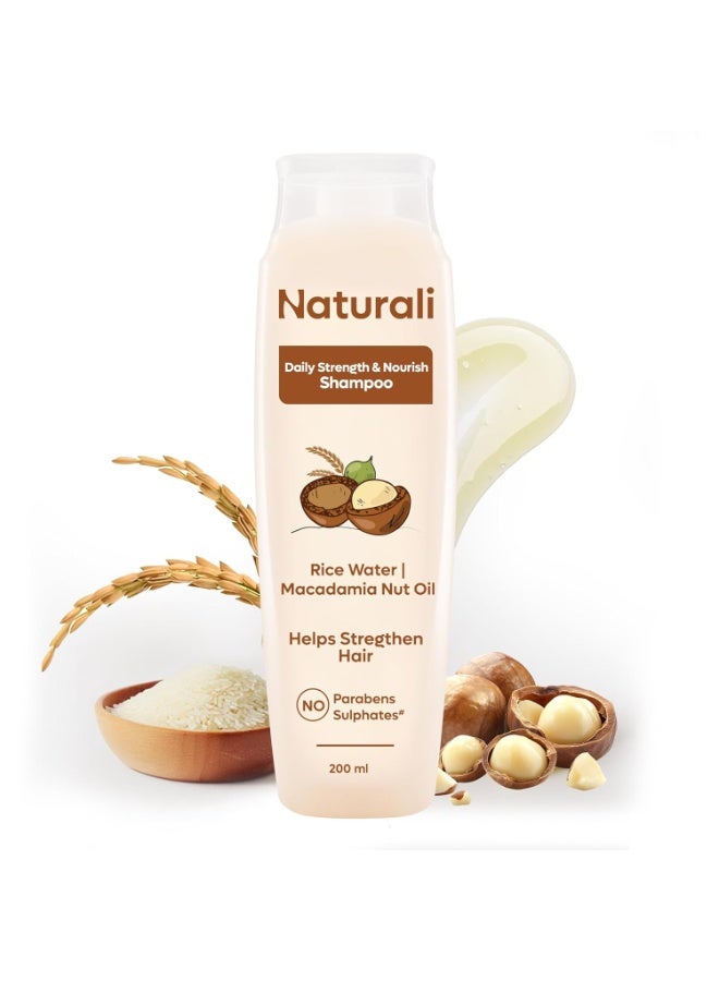 طبيعي شامبو ناتشورالي بماء الأرز للشعر المجعد والجاف | بماء الأرز | خالٍ من الكبريتات | للنساء | شامبو منقي | خالٍ من البارابين | ٢٠٠ مل - Image 1