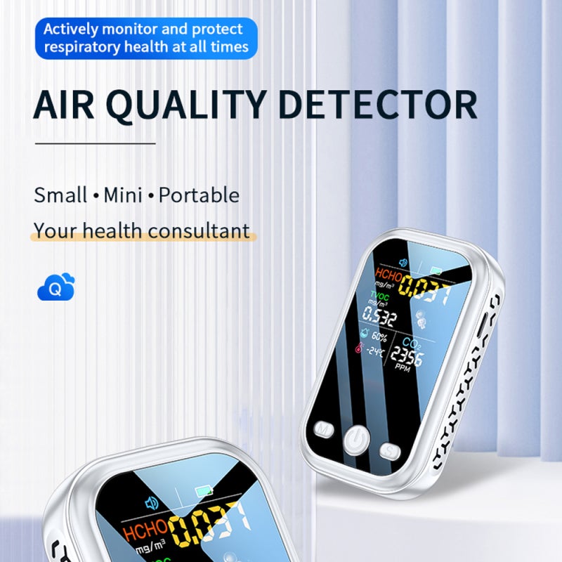 Household 1.9inch 240*280 Resolution Color Display Air Quality Detector High Sensitive Semiconductor Sensors 5in1 HCHO TVOC CO2 Temperature Humidity Tester Type-C Interface - Image 3