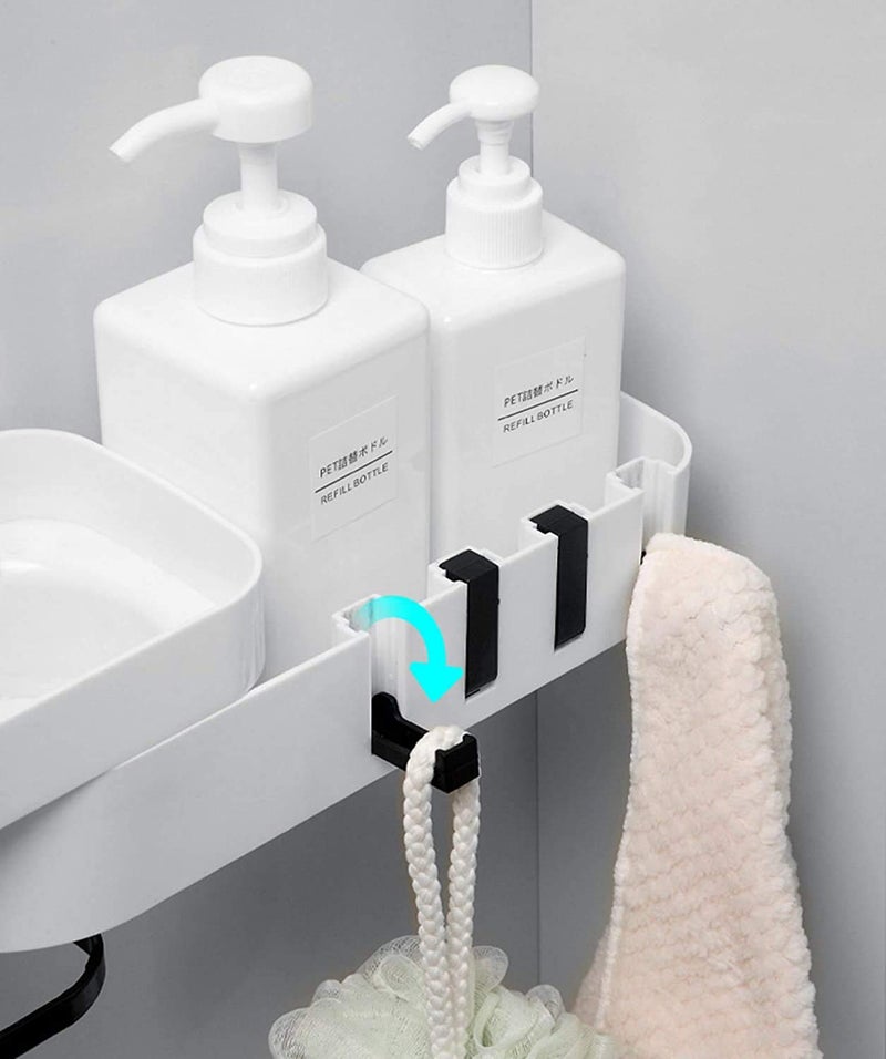 House of Quirk Rotatable Bathroom Storage Shelf, Shampoo Shower Holder, Self Adhesive Kitchen Bathroom Storage Organize ((White/Black)) - Image 3