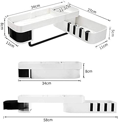 House of Quirk Rotatable Bathroom Storage Shelf, Shampoo Shower Holder, Self Adhesive Kitchen Bathroom Storage Organize ((White/Black)) - Image 2