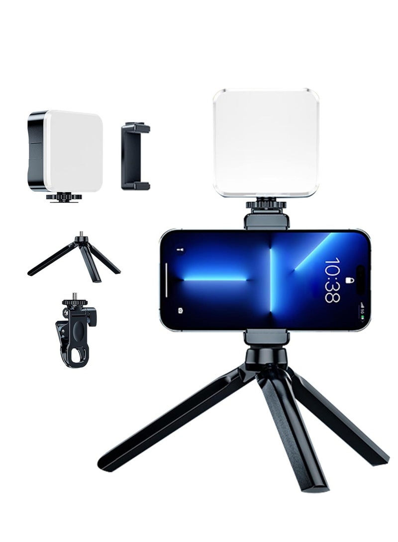 Rectangle Selfie Light with Tripod Stand, LED Light Phone Tripod Portable Phone Holder for iPhone Android Laptop Tablet Video Conference Lighting YouTube Makeup TIK Tok Live Stream - Image 2