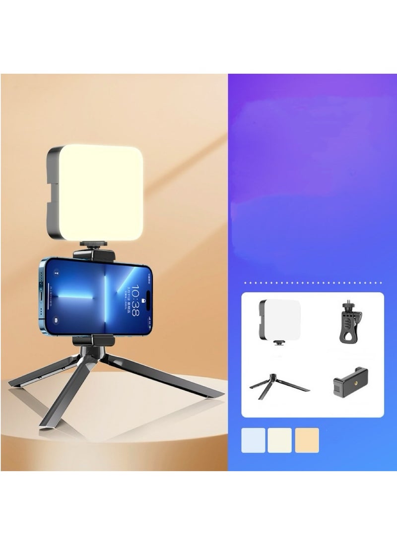 Rectangle Selfie Light with Tripod Stand, LED Light Phone Tripod Portable Phone Holder for iPhone Android Laptop Tablet Video Conference Lighting YouTube Makeup TIK Tok Live Stream - Image 1