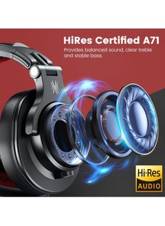 OneOdio OneOdio A71 Hi-Res Studio Recording Headphones - Wired Over Ear Headphones with SharePort, Professional Monitoring & Mixing Foldable Headphones with Stereo Sound -Red  - Image 2