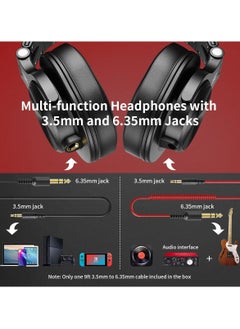 OneOdio OneOdio A71 Hi-Res Studio Recording Headphones - Wired Over Ear Headphones with SharePort, Professional Monitoring & Mixing Foldable Headphones with Stereo Sound -Red  - Image 4
