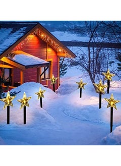 GGEROU Solar Christmas Snowflake Pathway Lights, 5Pcs Waterproof Solar Powered Snow Stake Lights Christmas Decorations Outdoor Landscape Lights(Star)  - Image 4