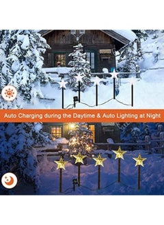 GGEROU Solar Christmas Snowflake Pathway Lights, 5Pcs Waterproof Solar Powered Snow Stake Lights Christmas Decorations Outdoor Landscape Lights(Star)  - Image 2