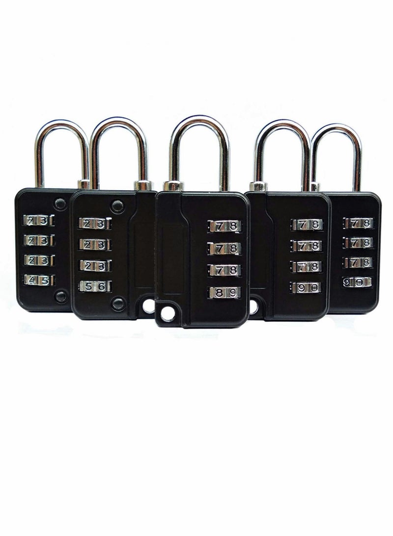 SOLARAE Luggage Locks, 5 Pcs Travel Suitcase Lock, 4 Digit Combination Padlocks for School Gym Lockers, Tool Boxes, Fences, Buckle Cabinets, Safe Resettable Combination Lock - Image 1