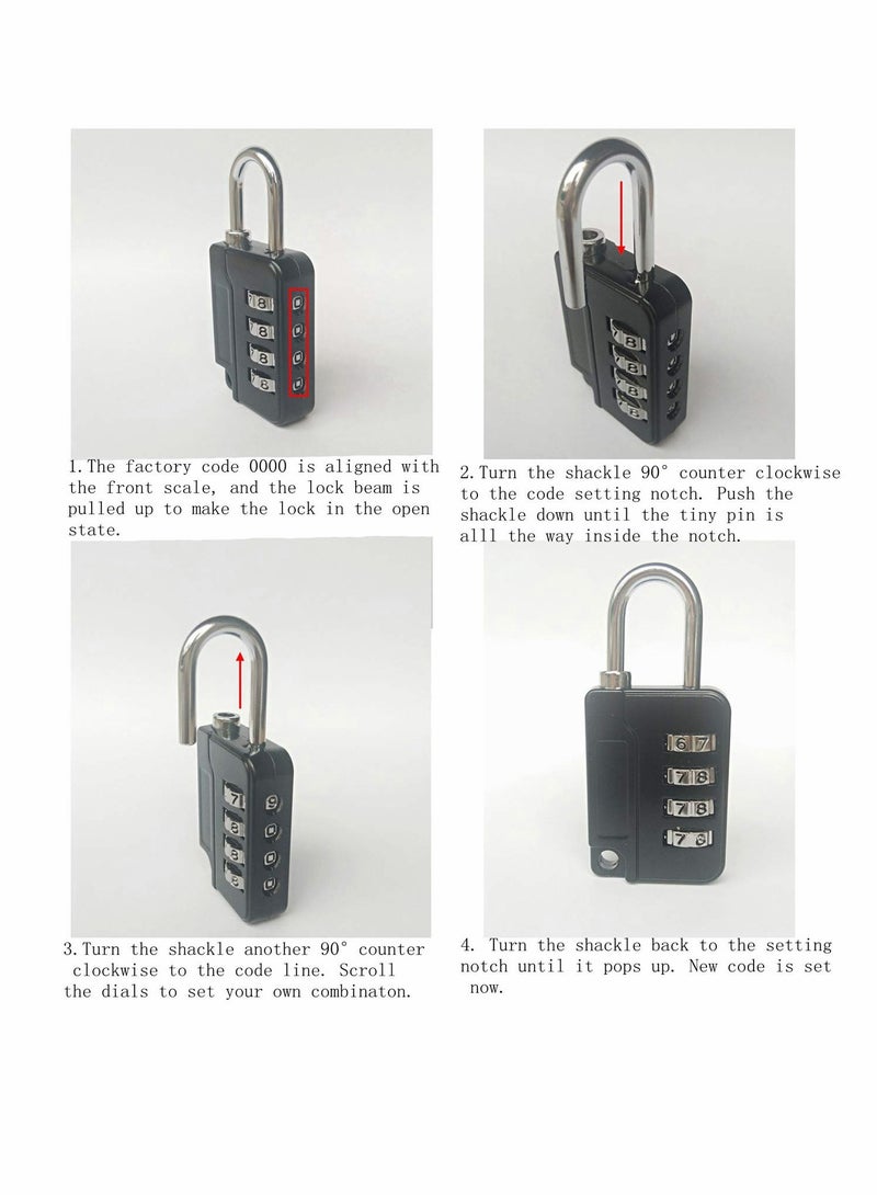 SOLARAE Luggage Locks, 5 Pcs Travel Suitcase Lock, 4 Digit Combination Padlocks for School Gym Lockers, Tool Boxes, Fences, Buckle Cabinets, Safe Resettable Combination Lock - Image 3