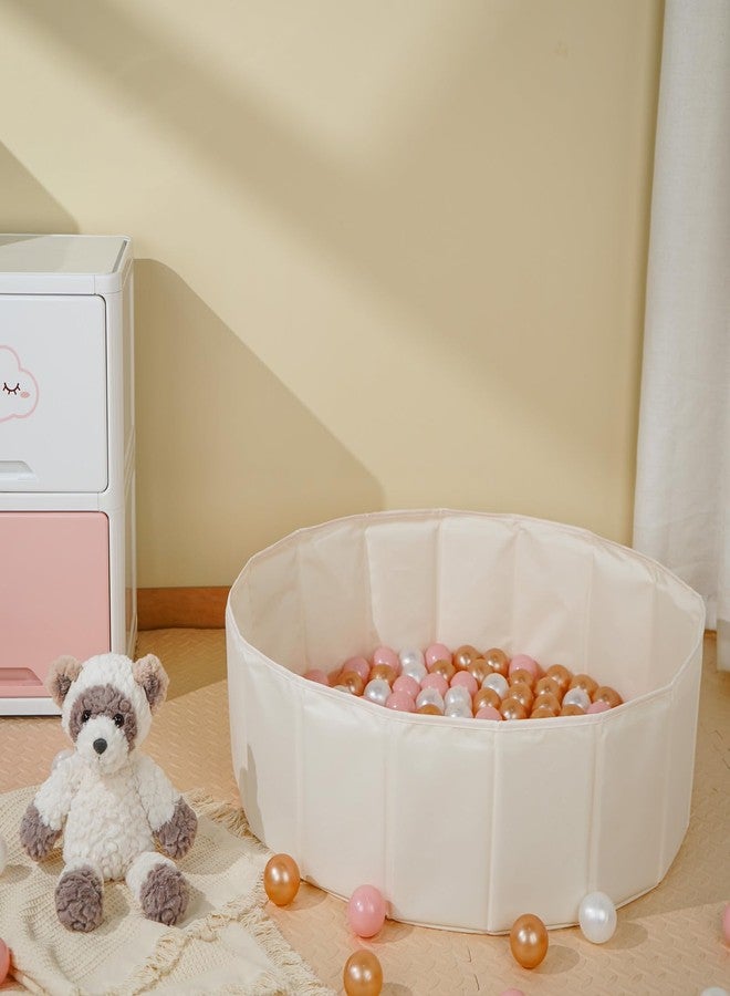 TRENDPLAY حوض كرات للأطفال الصغار والرضع والكلاب والقطط، خيمة لعب قابلة للطي مع حوض كرات، حوض كرات للزحف مع حقيبة تخزين، هدية مفاجئة للأولاد والبنات في المهرجانات (الكرات غير متضمنة)، بيج - Image 3
