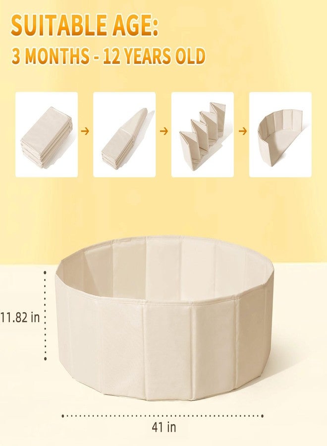 TRENDPLAY حوض كرات للأطفال الصغار والرضع والكلاب والقطط، خيمة لعب قابلة للطي مع حوض كرات، حوض كرات للزحف مع حقيبة تخزين، هدية مفاجئة للأولاد والبنات في المهرجانات (الكرات غير متضمنة)، بيج - Image 2