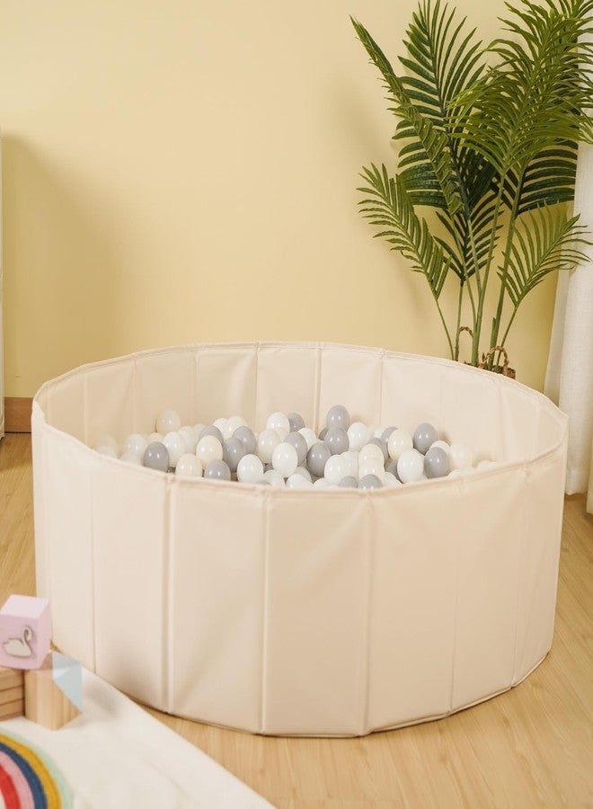 TRENDPLAY حوض كرات للأطفال الصغار والرضع والكلاب والقطط، خيمة لعب قابلة للطي مع حوض كرات، حوض كرات للزحف مع حقيبة تخزين، هدية مفاجئة للأولاد والبنات في المهرجانات (الكرات غير متضمنة)، بيج - Image 5