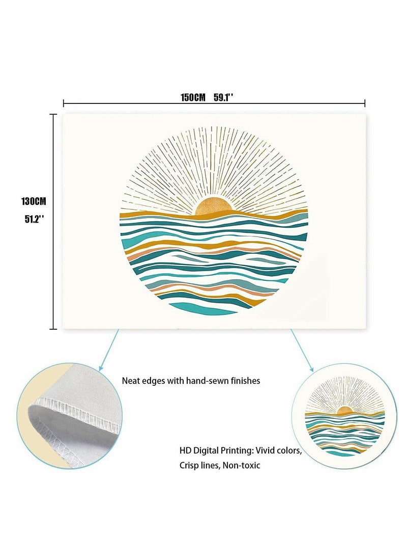 KASTWAVE Wall Decorate Tapestry,  1 Piece Ocean Sunrise Wave Wall Tapestry, Mid Century Modern Style Tapestry, Wall Hanging Wall Art Home Decor for Bedroom, Living Room, Dorm (51 * 59 Inches) - Image 4