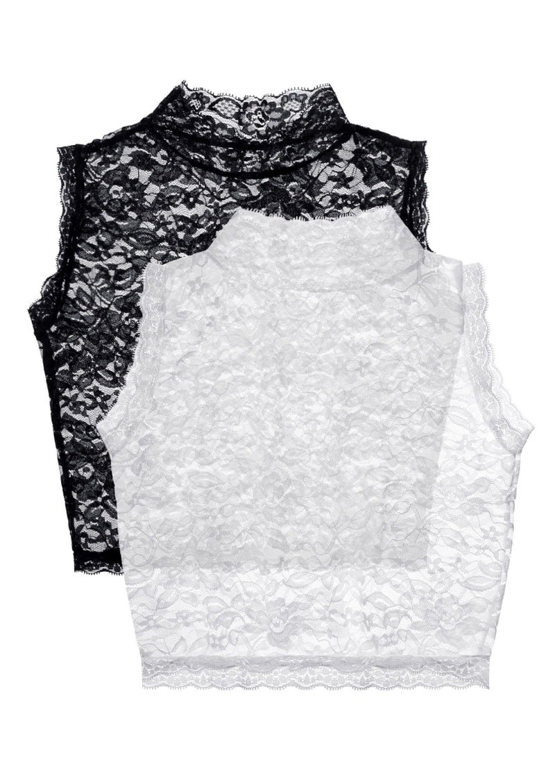 Women's Lace Fake Collar Detachable, Dickey Collars White Lace Collar Black Lace, Jabot Detachable Collars for Women, Made of Reliable Lace Fabric, can be Utilized with Sweaters, Dresses (2 Pieces) - Image 1