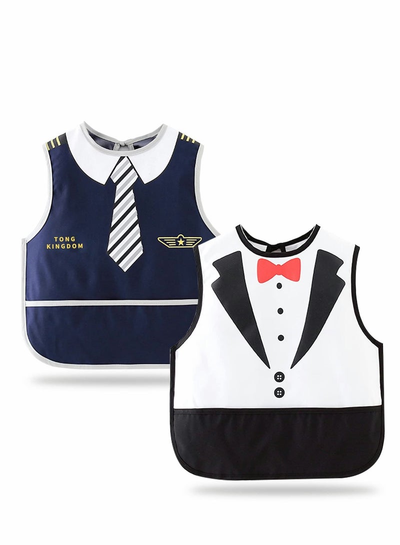 Y&D Short Sleeved Bibs, Baby Bib for Boys and Girls, Toddlers Apron Adjustable Weaning with Large Pocket Infant Toddler 2-4 Years Old (2 Packs)  - Image 1
