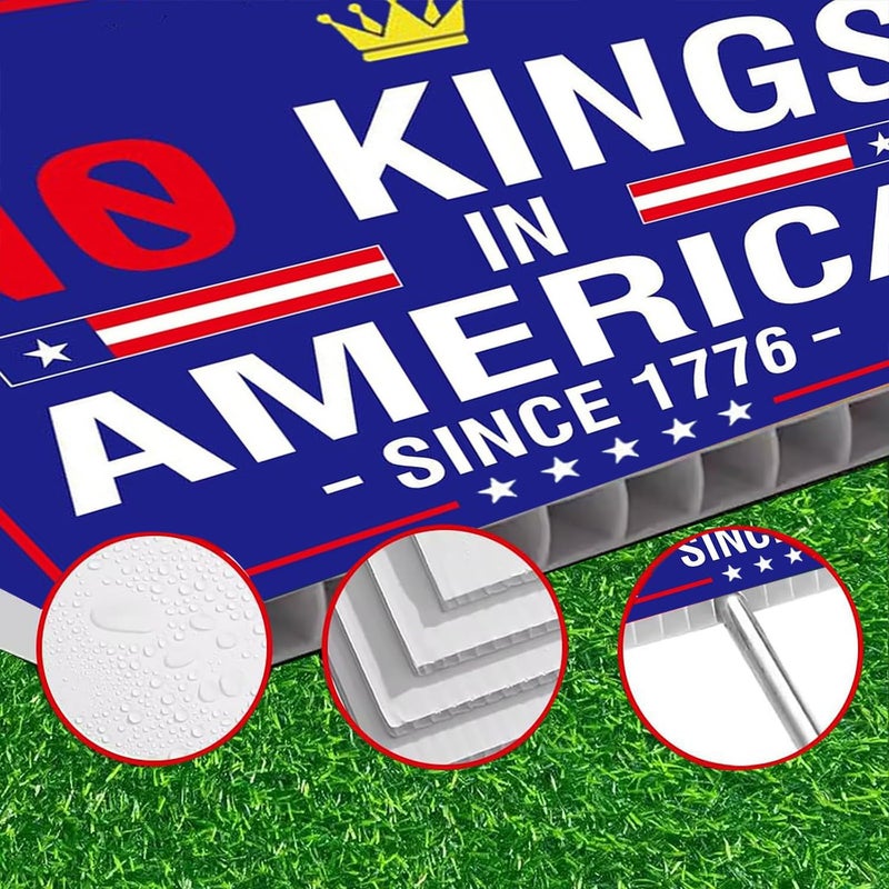 Lnyelxa No Kings In America Yard Sign - Resist Hate Lawn Sign Save Democracy Double Sided Corrugated Plastic Outdoor Lawn Garden Sign with Metal H Stake 18"x12" (Blue) - Image 5