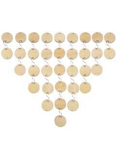 Bememo 100 Pieces 1.5 Inch Wooden Round Tag With Hole And 50 Pieces Stainless Steel S Shaped Hooks For Family Board Chore Diy  - Image 3