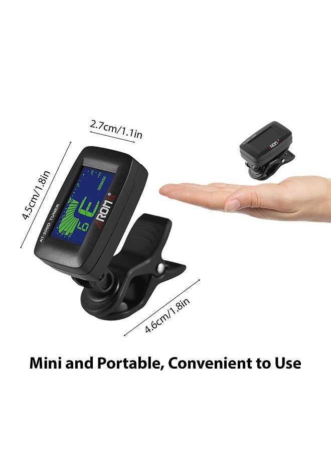 Aroma AROMA Guitar Tuner Clip On for Chromatic Guitar Bass Violin Ukulele 3-Color Backlight LCD Display Portable Guitar Tuner with Foldable Rotating Clip Universal Guitar Accessories  - Image 3