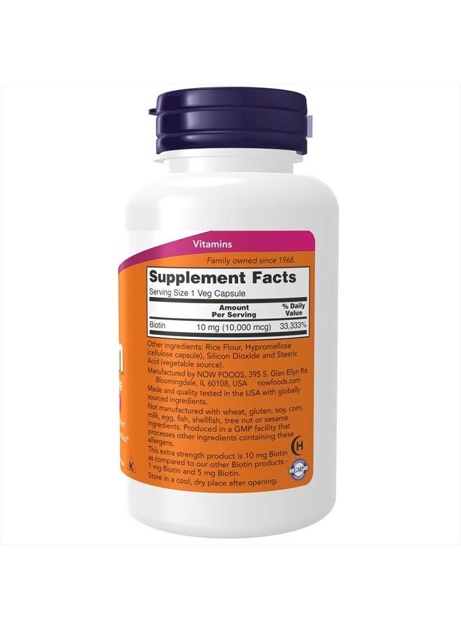 now مكملات، بيوتين 10 ملغ (10,000 ميكروغرام)، قوة إضافية، إنتاج الطاقة*، 120 كبسولة نباتية - Image 2