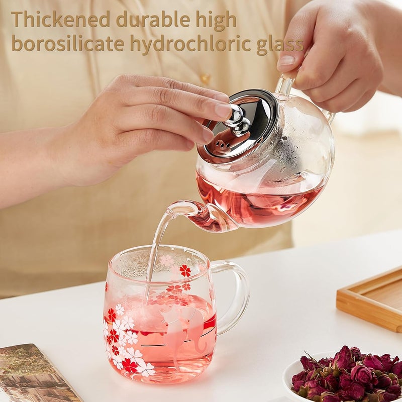 DOPUDO 20OZ 600ML Glass Teapot Glass Tea Pot With Infuser Glass Kettle For Stove Top Tea Glass Pot Glass Tea Cup With Infuser And Lid For Loose Leaf Tea Steeper Tea Kettle Microwave Dishwasher Safe - Image 2