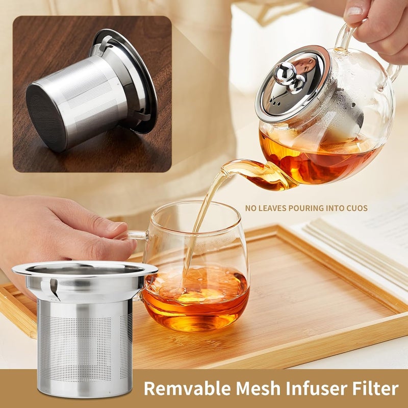 DOPUDO 20OZ 600ML Glass Teapot Glass Tea Pot With Infuser Glass Kettle For Stove Top Tea Glass Pot Glass Tea Cup With Infuser And Lid For Loose Leaf Tea Steeper Tea Kettle Microwave Dishwasher Safe - Image 4