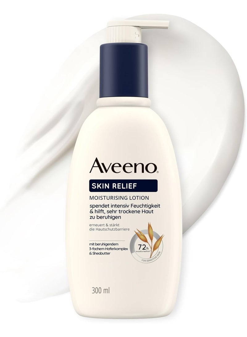 Aveeno Skin Relief Body Lotion - Fragrance-Free, Moisturises 72 Hours, Soothes Very Dry Skin, Strengthens the Skin Protection Barrier & Supports Natural Ceramide Production