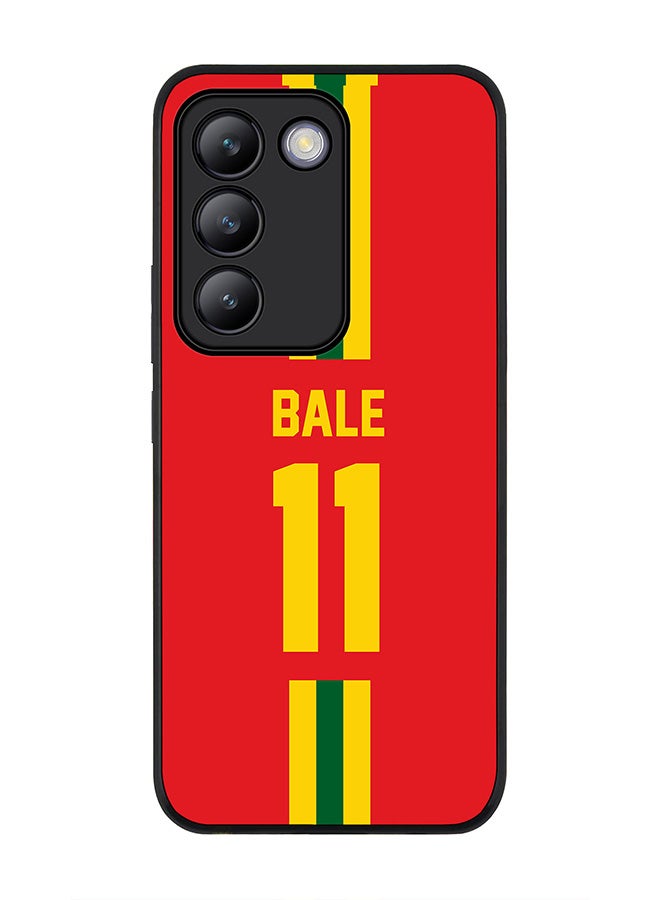 Stylizedd Rugged Black edge case for Vivo V30 Lite 5G, Slim fit Soft Case Flexible TPU Gel Thin Cover -  Football Team - Wales, Player Name - Bale - Image 1
