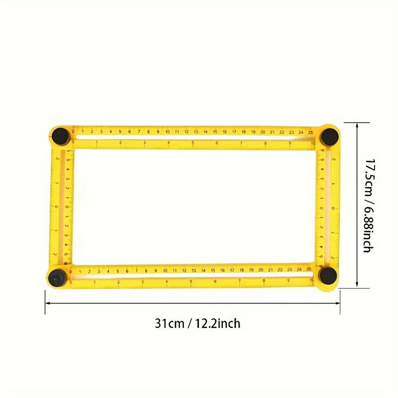 1 Pcs Yellow ABS Plastic Four Fold Ruler Multi Function Active Angle Measuring Tool Multi Angle Level Protractor T Square Combination - Image 5