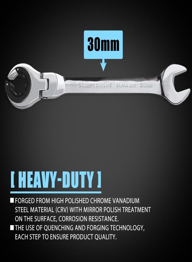 LOSCHEN 30mm Metric Ratcheting Wrench, 72 Tooth, Chrome Vanadium Steel, Open Flex-Head Ratcheting Wrench - Image 2