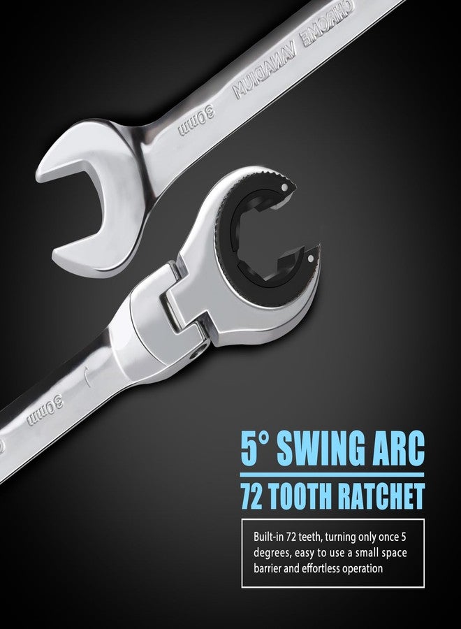 LOSCHEN 30mm Metric Ratcheting Wrench, 72 Tooth, Chrome Vanadium Steel, Open Flex-Head Ratcheting Wrench - Image 4