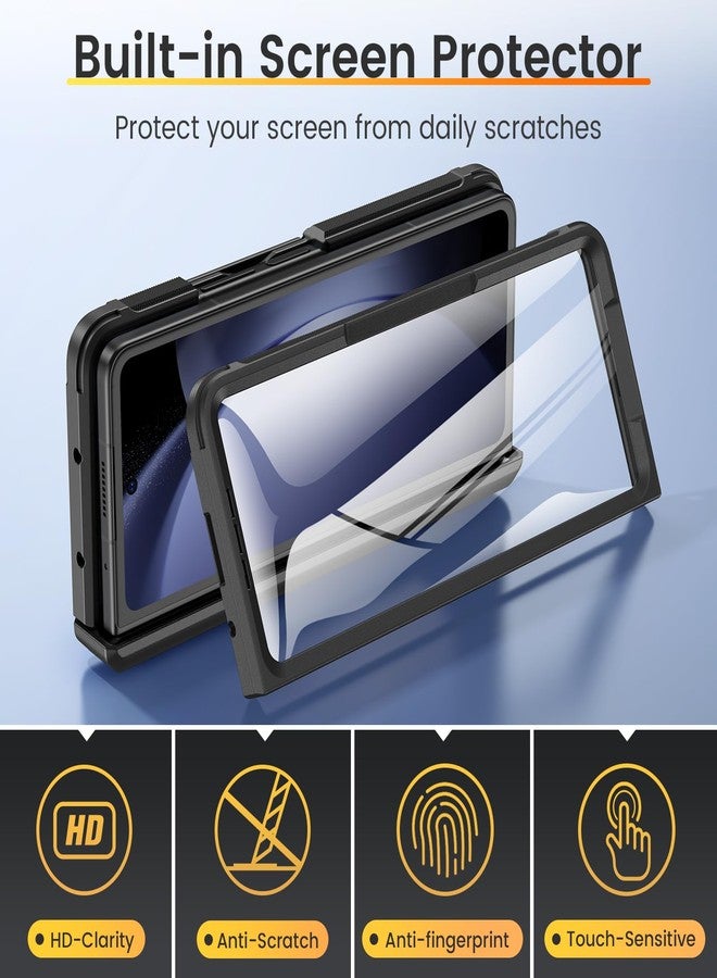 VEGO for Z Fold 5 Case with S Pen Holder, [Hinge Protection] [Screen Protector][Invisible Kickstand] Support Wireless Charging Full-Body Drop Protection Anti-Slip Hard Phone Case for Fold5- Black - Image 5