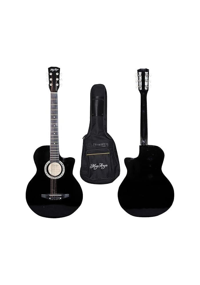 MegArya 38-Inch Acoustic Guitar Beginner Kit - Black - Image 1