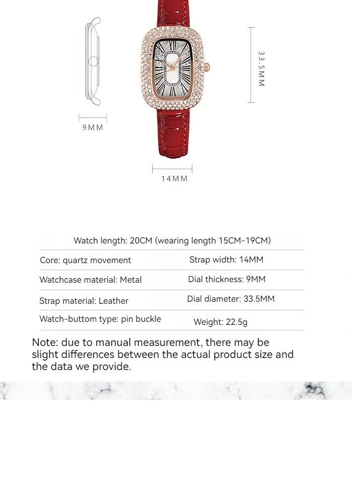Ladies Watch Stylish Simple Dove Egg Rhinestone Starry Women's Watch (Black) - Image 2