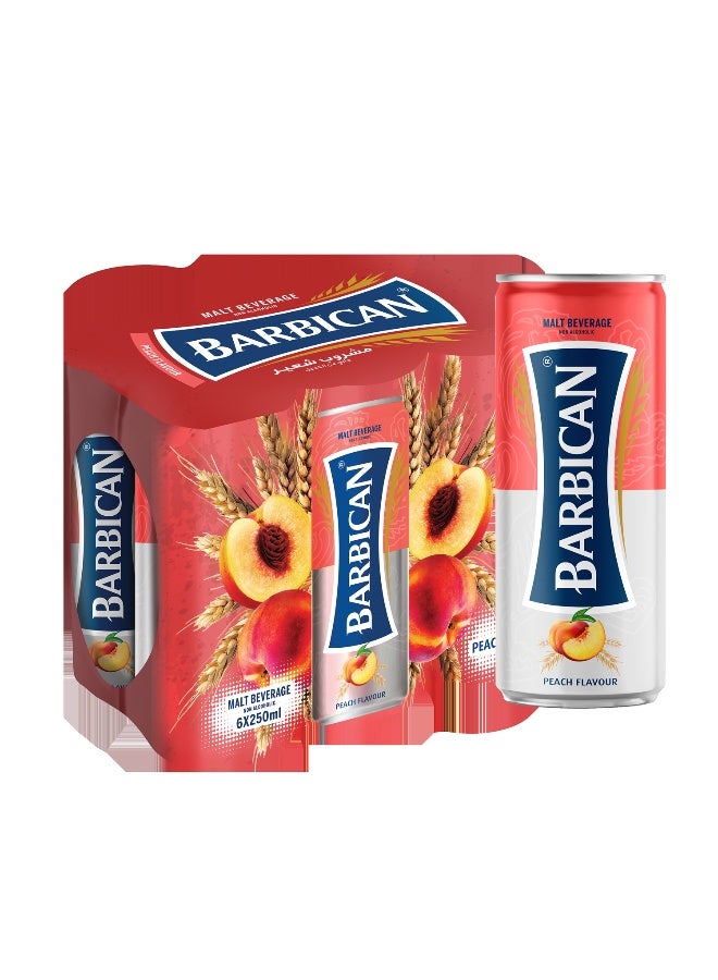 Barbican Peach Flavoured Non Alcoholic Malt 250ml in Can x 24 Pack - Image 4