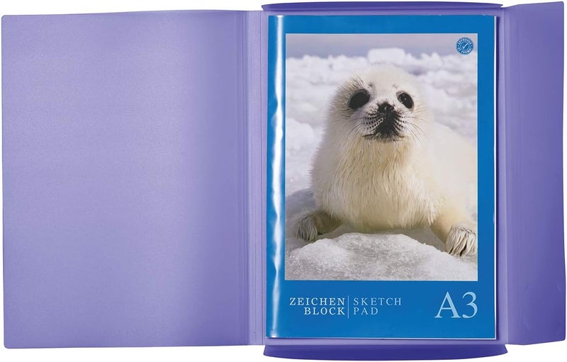 HERMA Elastic Folder Translucent in Purple, A3, Sturdy Plastic, with 3 Inner Flaps, 1 Span Folder - Image 3