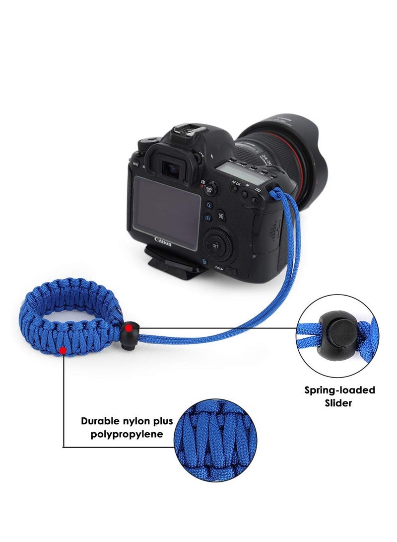 Camera Wrist Strap, Universal Umbrella Rope Camera Handle with Adjustable Wrist Strap Outdoor Anti-Loss Hand Rope for Binoculars for Nikon / Canon / Sony / Minolta / Panasonic /, Etc. (2, Green Blue) - Image 4