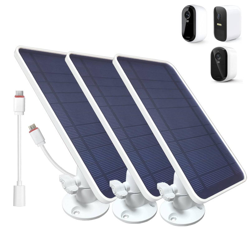 DIANMU Solar Panel for Arlo Essential 2K2K XL All 1st2nd3rd Gen Solar Charger EufyCam 2C Pro2C3C with 13FT Weatherproof USB C Micro USB Cable Aluminum Alloy Mount 3 Pack - Image 2