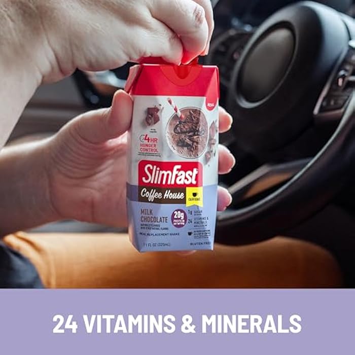 SlimFast Protein Shake, NEW Milk Chocolate- 20g Protein, Meal Replacement Shake Ready to Drink, High Protein with Low Carb and Low Sugar, 24 Vitamins and Minerals, 11 Fl Oz (Pack of 12) - Image 5