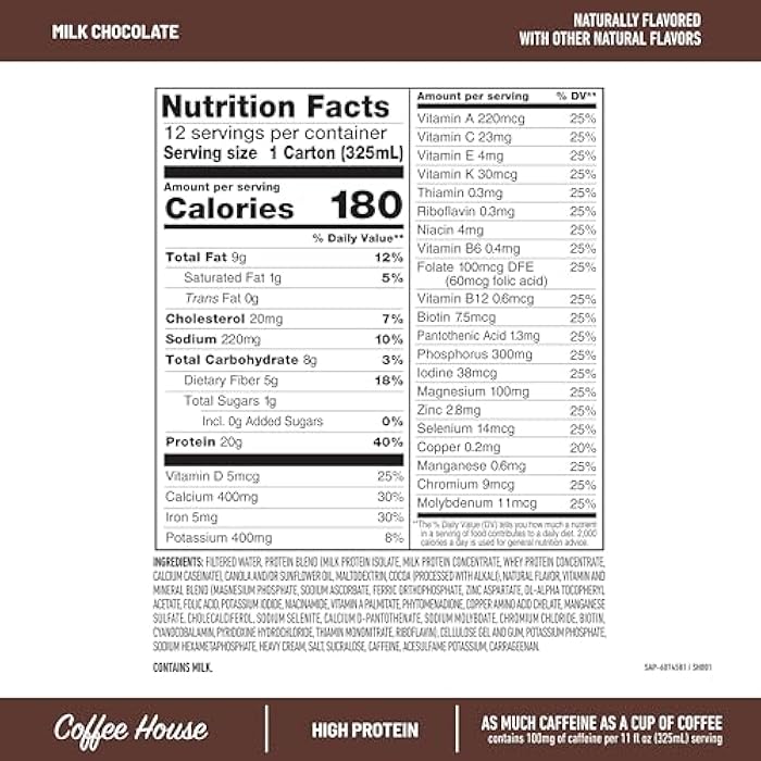 SlimFast Protein Shake, NEW Milk Chocolate- 20g Protein, Meal Replacement Shake Ready to Drink, High Protein with Low Carb and Low Sugar, 24 Vitamins and Minerals, 11 Fl Oz (Pack of 12) - Image 3