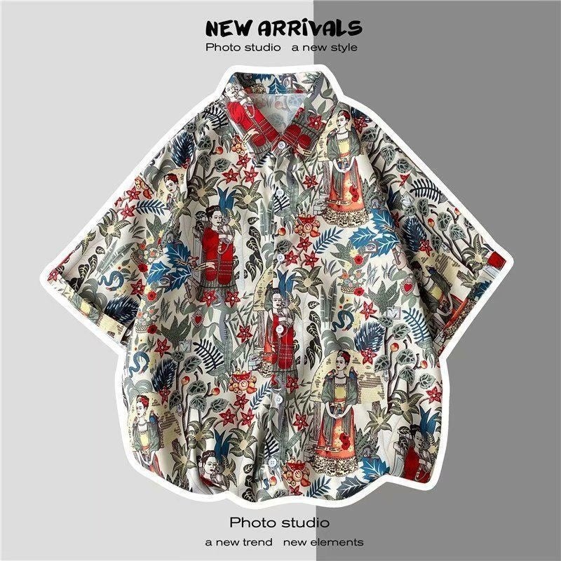 Vintage Retro Floral Shirt Hong Kong Style Short-Sleeved Hainan Island Shirt Hawaiian Summer Beach Shirt Trendy Brand For Men And Women - Image 1