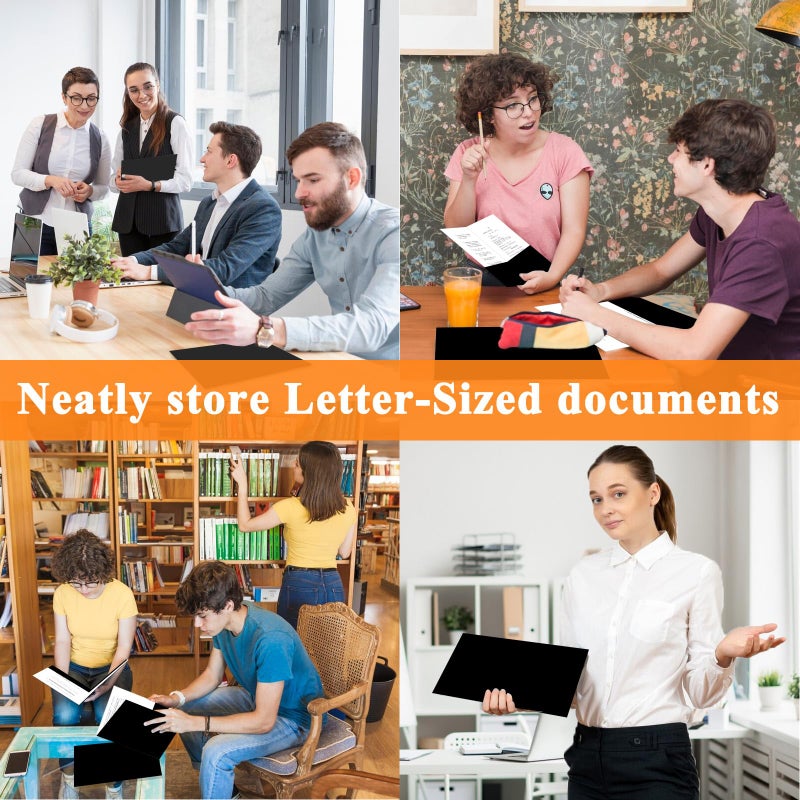 pmybupo 50Pcs Black Two-Pocket Heavyweight File Folder,Letter Size,Paper File Folder for School Office Home Bussines - Image 5