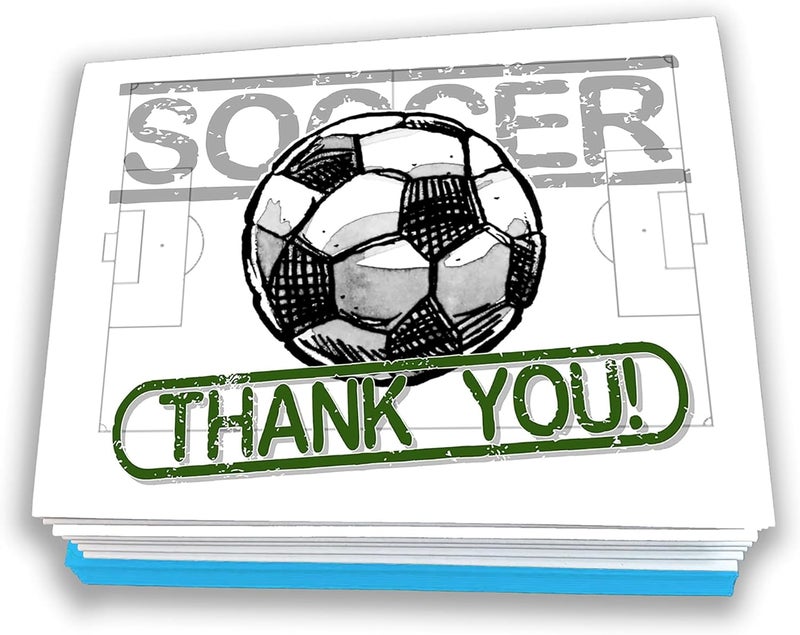 Play Strong Soccer Thank You Note Cards 12-Pack (4.25"x5.5") Illustrated Sports Powercard Note Card Set 12-Pack Perfect for Soccer Players, Coaches, Fans and Fanatics - They'll Love 'Em! - Image 1