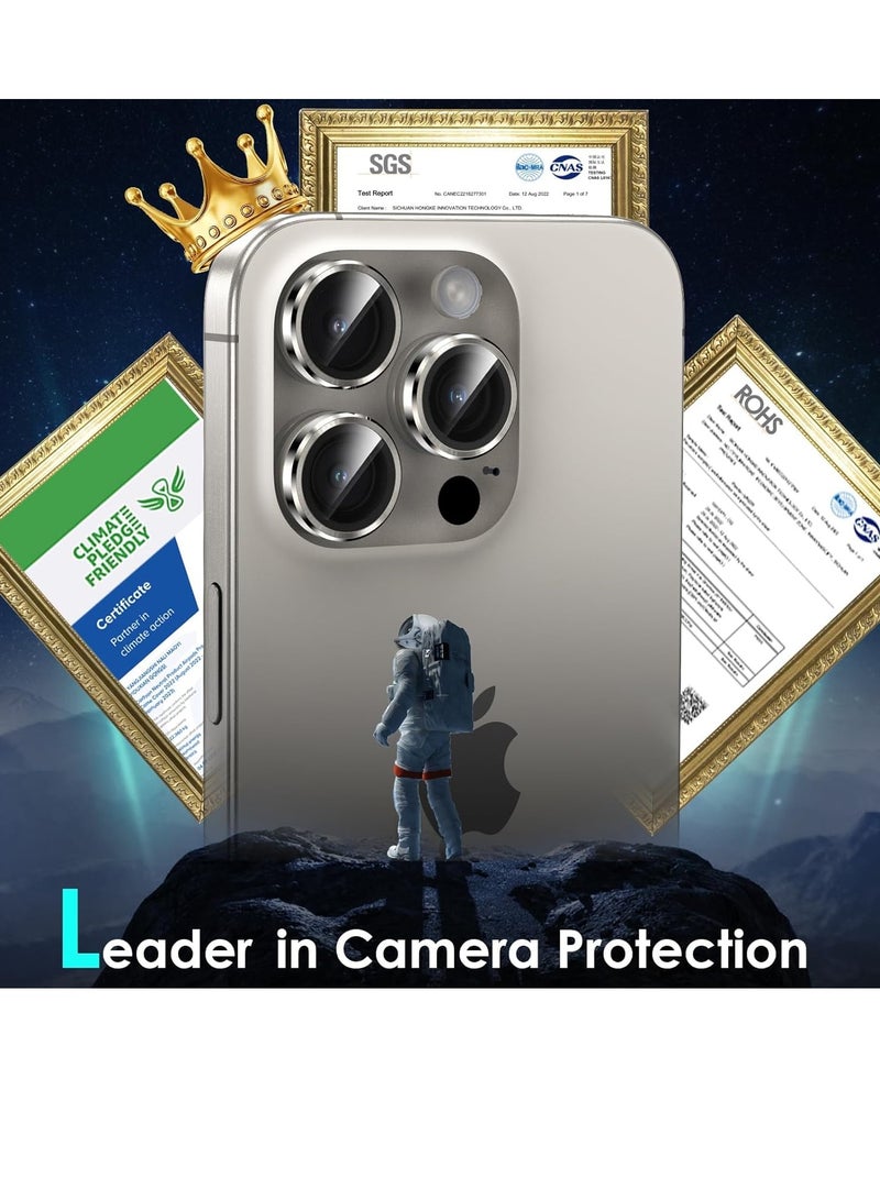iPhone 15 Pro - iPhone 15 Pro Max Camera Lens Protector, 9H Tempered Glass Camera Cover Screen Protector Metal Individual Ring for iPhone 15Pro 6.1 inch iPhone 15 ProMax 6.7 inch (Natural Titanium) - Image 2