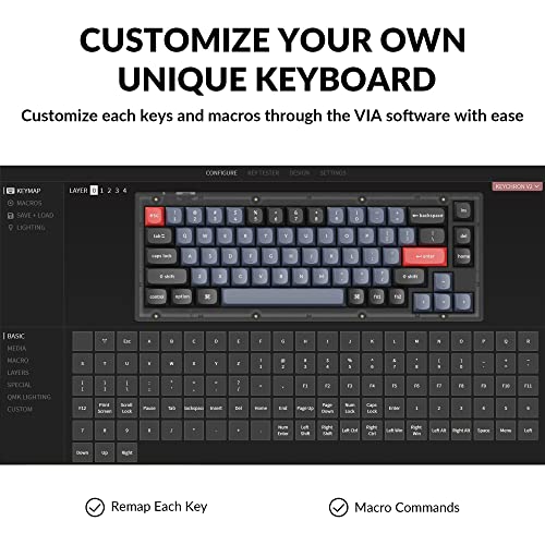Keychron V2 Wired Custom Mechanical Keyboard, 65% Layout QMK/VIA Programmable Macro with Hot-swappable K Pro Brown Switch Compatible with Mac Windows Linux (Frosted Black - Translucent) - Image 2