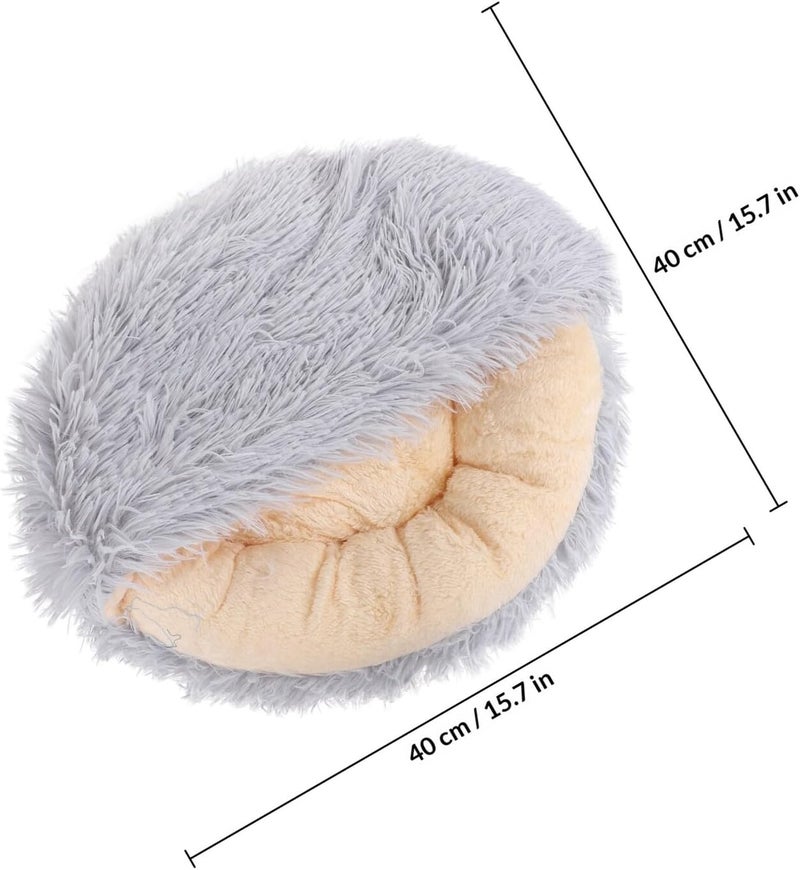 Cat Nest Half-Closed Pet House Warm Plush Cat Sleeping Bed 40x40cm Semi-Enclosed Indoor Winter Shelter and Kittens - Image 2