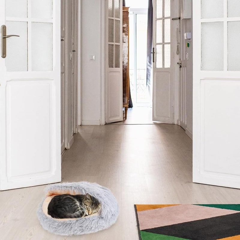 Cat Nest Half-Closed Pet House Warm Plush Cat Sleeping Bed 40x40cm Semi-Enclosed Indoor Winter Shelter and Kittens - Image 4