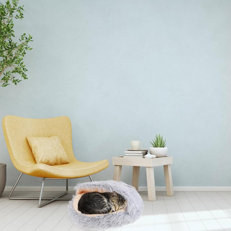 Cat Nest Half-Closed Pet House Warm Plush Cat Sleeping Bed 40x40cm Semi-Enclosed Indoor Winter Shelter and Kittens - Image 5