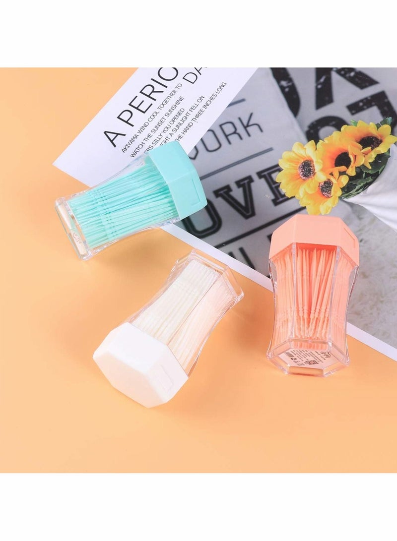 NIBEMINENT 600pcs Double Head Dental Floss Interdental Toothpick Brush Brushes plastic dental toothpicks Cleaners with Boxes Teeth Stick Oral Care Picks Hygiene White Orange Green - Image 3